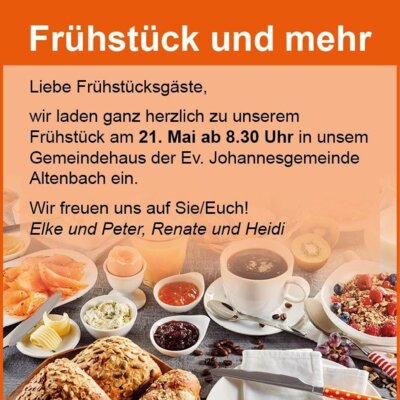 Veranstaltung: Frühstück und mehr Mi 21.05.2025