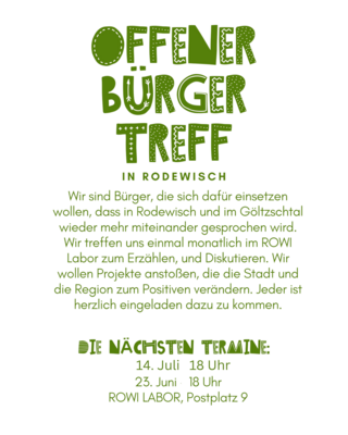 Veranstaltung: Offener Bürgertreff Mo 23. 06. 2025