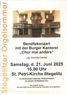 Benefizkonzert mit der Burger Kantorei "Chor mal anders"