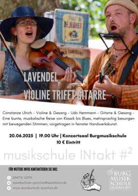 Plakat Lavendel - Violine trifft Gitarre
