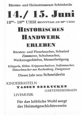 Veranstaltung: Historisches Handwerk erleben 14.  -  15. Jun 2025