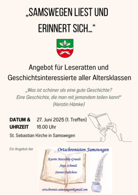 Veranstaltung: „Samswegen liest und erinnert sich…“ Fr 27. 06. 2025