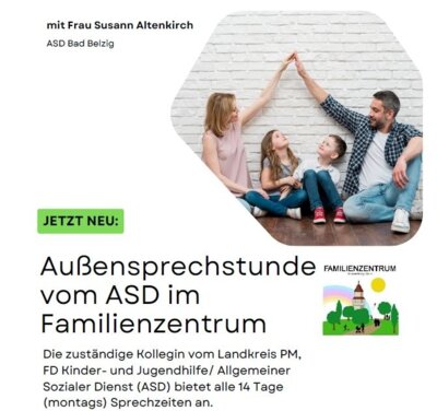 Außensprechstunde vom ASD im Familienzentrum (Bild vergrößern)