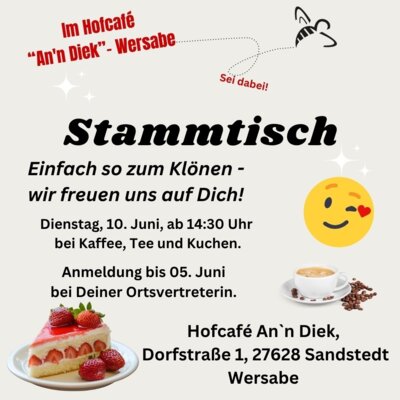 Stammtisch Hofcafè An'n Diek Wersabe