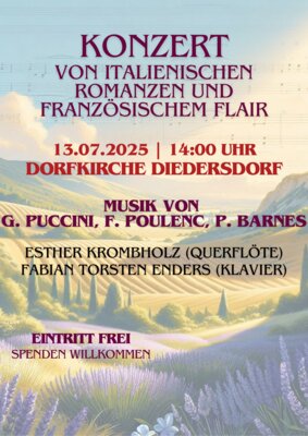Veranstaltung: Konzert für Flöte und Klavier, 14 Uhr So 13.​07.​2025