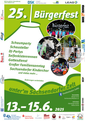 Plakat zum 25.Bürgerfest unter'm Sachsendorfer Zelt