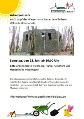Veranstaltung: Arbeitseinsatz am Stumpf des Wasserturms hinter dem Rathaus Sa 28. 06. 2025