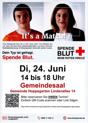 Vorschaubild zur Blutspendeaktion mit weiteren Hinweisen