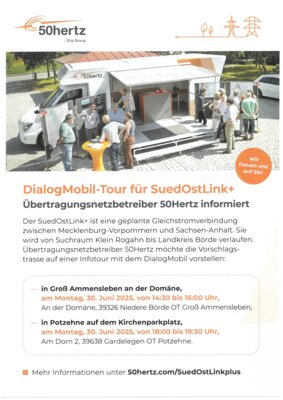 Veranstaltung: DialogMobil-Tour für SuedOstLink+ Mo 30. 06. 2025