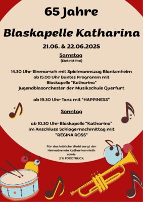 Veranstaltung: 65 Jahre Blaskapelle Katharina Sa 21. 06. 2025