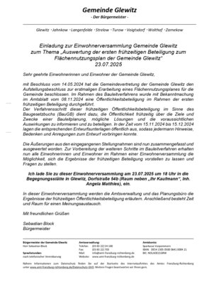 Einwohnerversammlung in Glewitz
