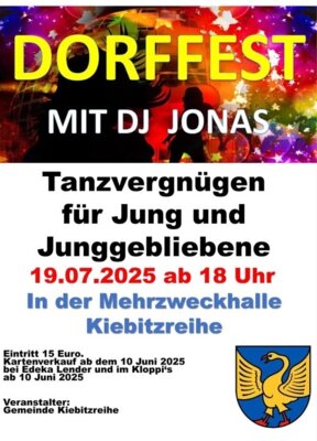 Veranstaltung: Dorffest in der Mehrzweckhalle Kiebitzreihe 19.  -  20. Jul 2025