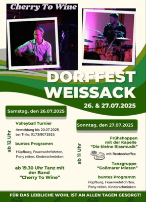 Veranstaltung: Dorffest Weißack 26.  -  27. Jul 2025