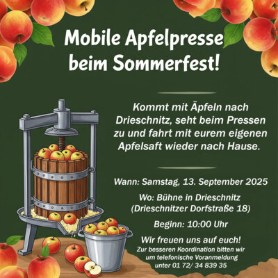 Mobile Apfelpresse in Drieschnitz