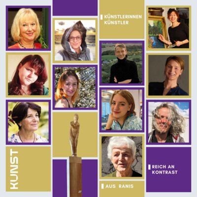 Portraits der zwölf Künstlerinnen und Künstler