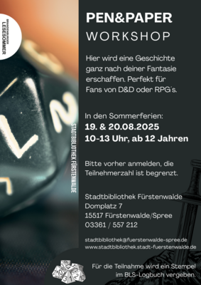 Veranstaltung: Pen&Paper Workshop 19.  -  20. Aug 2025
