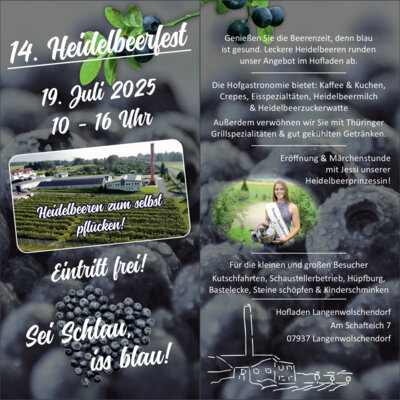 Veranstaltung: 14. Heidelbeerfest Sa 19.​07.​2025