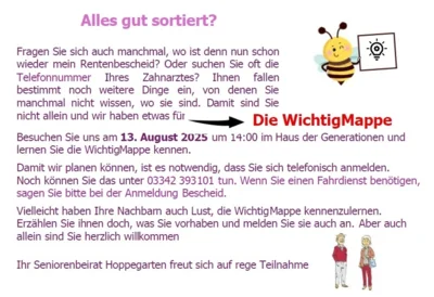 Flyer mit weiteren Hinweisen zum Thema der Veranstaltung, Inhalt und Ort