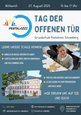 Plakat Tag der offenen Tür Pestalozzi Grundschule (Bild vergrößern)
