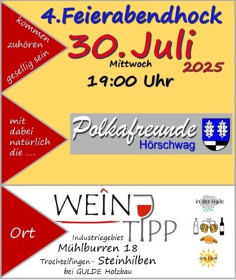 Veranstaltung: Feierabendhock Mi 30.​07.​2025