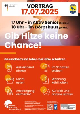 Veranstaltung: Vortrag: „Gib Hitze keine Chance!“ – Gesundheit und Leben bei Hitze schützen Do 17.​07.​2025