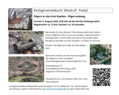 Veranstaltungsflyer Pilgern zu den drei Quellen (Bild vergrößern)