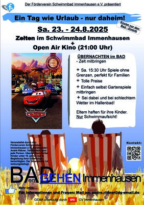 Veranstaltung: Förderverein Schwimmbad Immenhausen e.V. Ein Tag wie Urlaub - nur daheim 23.  -  24. Aug 2025