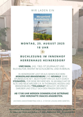 Einladung zur Lesung in Heinersdorf