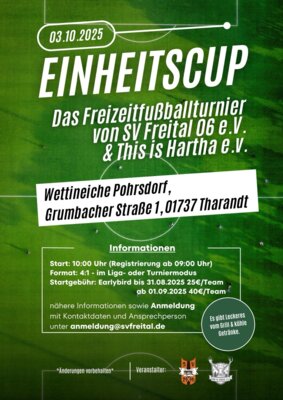 Veranstaltung: Einheitscup - das Freizeitfußballturnier Fr 03.​10.​2025