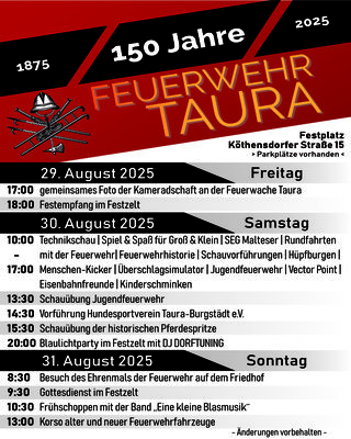 150 Jahre FFW Taura - Programm (Bild vergrößern)