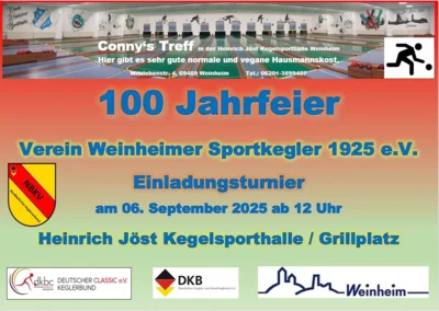 Veranstaltung: 100 Jahr-Feier Verein Weinheimer Sportkegler Sa 06.​09.​2025