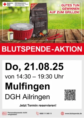 Veranstaltung: Blutspende Aktion Do 21.​08.​2025