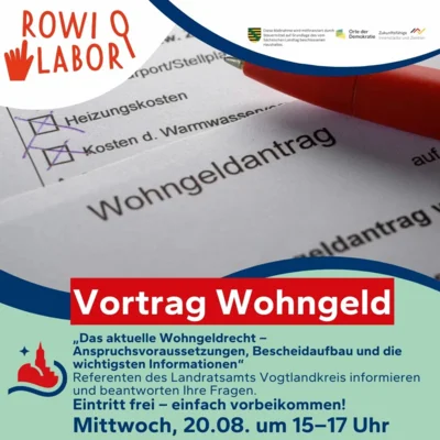 Veranstaltung: Vortrag Wohngeld Mi 20.​08.​2025