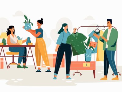 Illustration eines Flohmarktes © freepik (Bild vergr&ouml;&szlig;ern)
