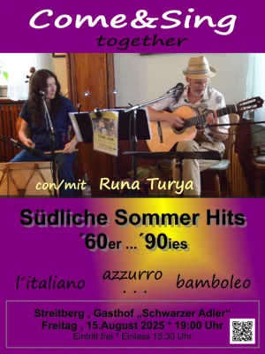 Veranstaltung: Gasthof Schwarzer Adler - musikalische Reise mit Runa Turya Fr 15.​08.​2025