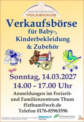 Veranstaltung: Verkaufsbörse für Baby-, Kinderbekleidung und Zubehör So 14.​03.​2027