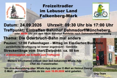 Infoplakat Tour der Freizeitradler nach Falkenberg/Mark