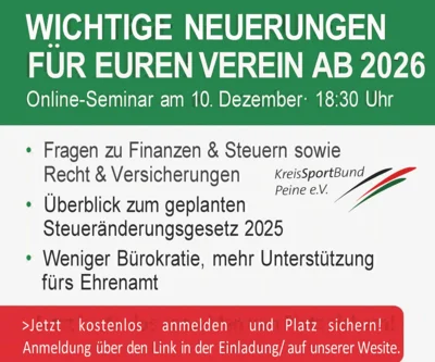 Online-Vereinssprechstunde 10.12.2025: Finanzen, Recht & Versicherungen