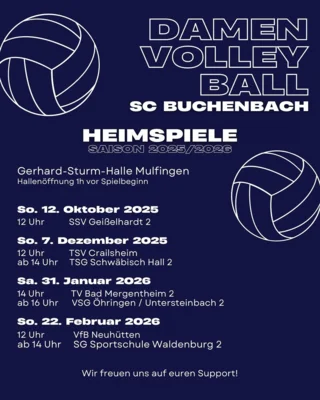 Veranstaltung: Damenvolleyball SC Buchenbach Sa 31.​01.​2026