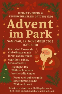 Plakat zum Advent im Park