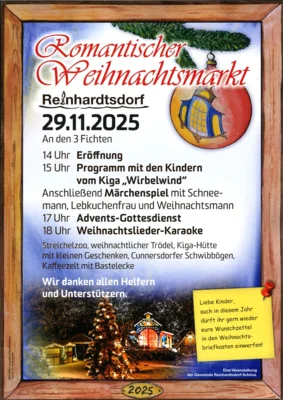 Veranstaltung: 29. November - Romantischer Weihnachtsmarkt Reinhardtsdorf Sa 29.​11.​2025