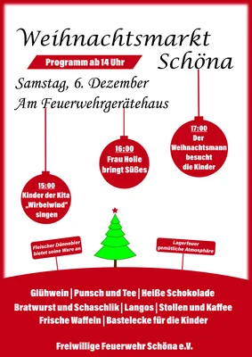 Veranstaltung: 6. Dezember - Weihnachtsmarkt Sch&ouml;na Sa 06.​12.​2025