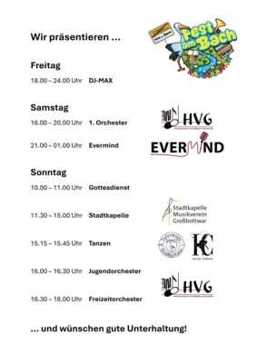 Bühnenprogramm beim Fest am Bach vom 4. bis 6. September 2026 in Großbottwar (Bild vergr&ouml;&szlig;ern)