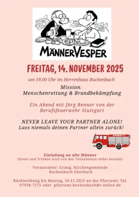 Veranstaltung: M&auml;nnervesper Fr 14.​11.​2025