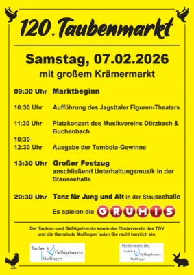 Veranstaltung: Tauben und Gefl&uuml;gelmarkt 2026 Sa 07.​02.​2026