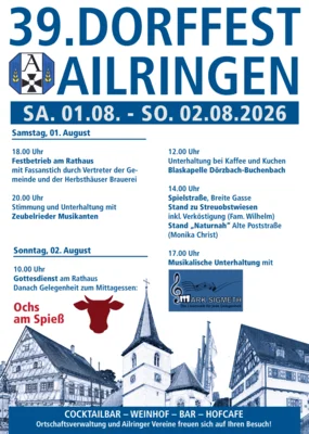 Veranstaltung: 39. Dorffest in Ailringen 01. – 02.08.2026
