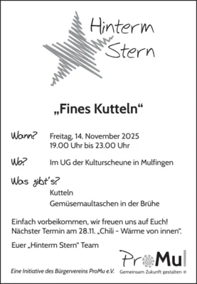 Veranstaltung: "Fines Kutteln" Fr 14.​11.​2025