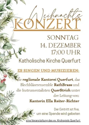 Weihnachtskonzert am 14.12. um 17 Uhr in der katholischen Kirche