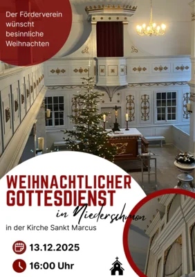 Weihnachtlicher Gottesdienst in Niederschmon am 13. Dezember um 16 Uhr