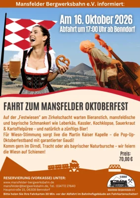 Oktoberfest bei der Mansfelder Bergwerksbahn